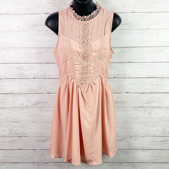 Anthropologie Dresses & Skirts - ANTHRO Paper Crane High Neck Lace Empire Waist Mini Dress NWT